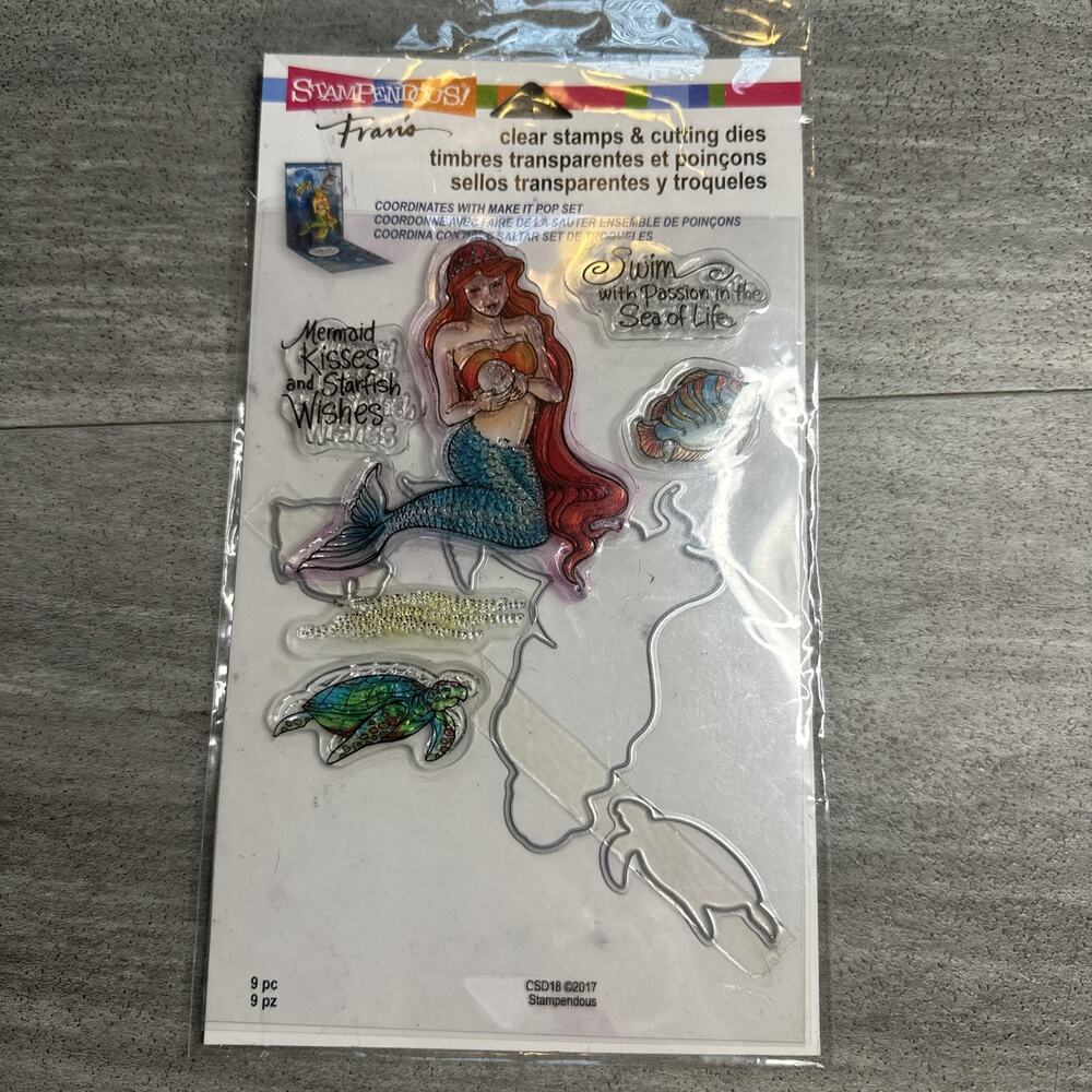 Mermaids & Friends Fran's Clear Stamps & Cutting Dies Stampendous Set CSD18 NEW!